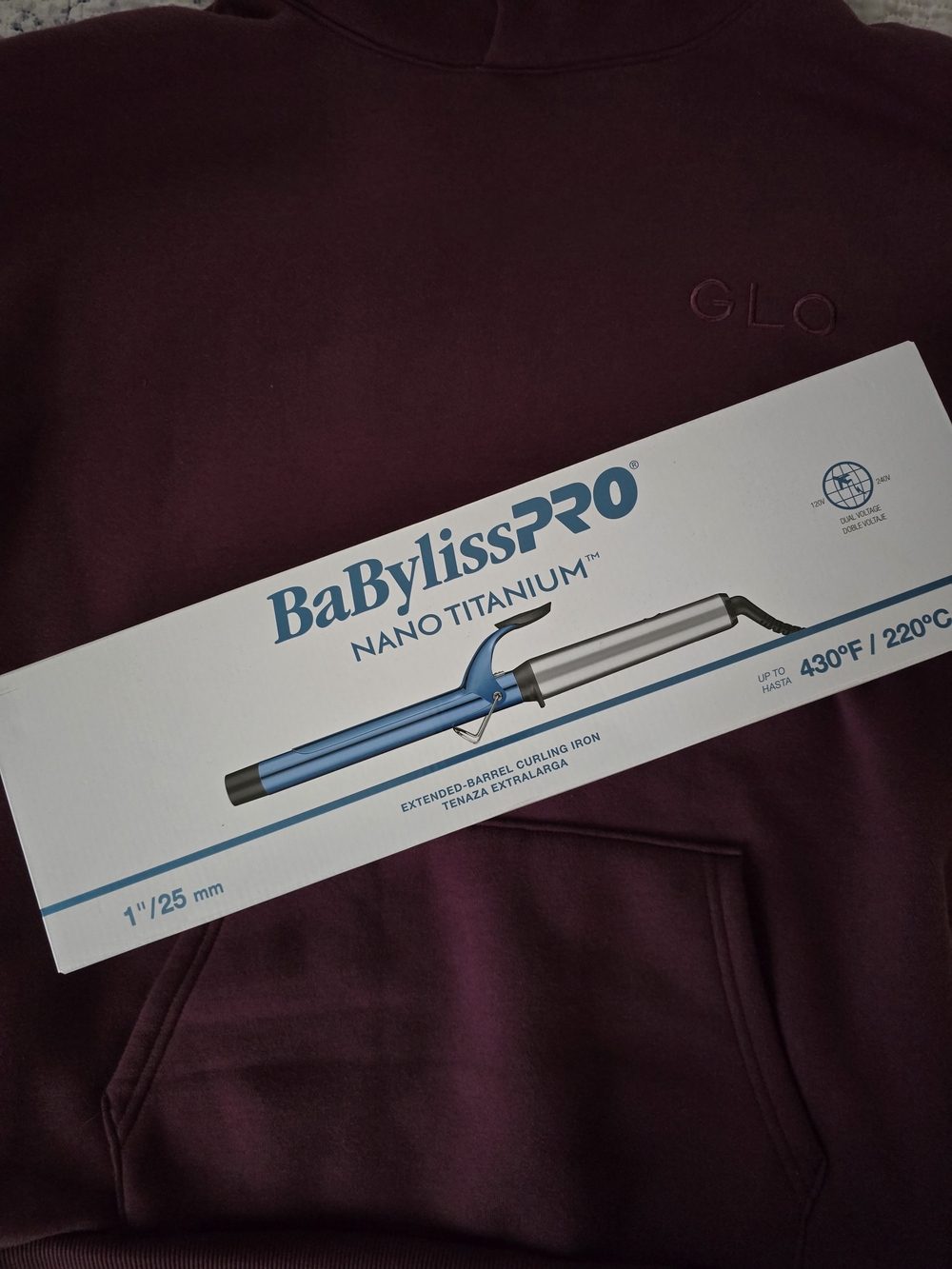BaBylissPRO Nano Titanium Extended Barrel Curling Iron Blue - 1" Hair Tool. New - Picture 2 of 5